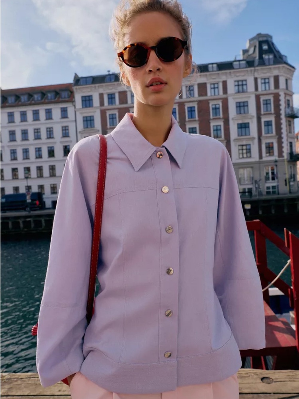 ZARA LINEN BLEND JACKET WITH PUFF SLEEVES 2507/709/612 MAUVE